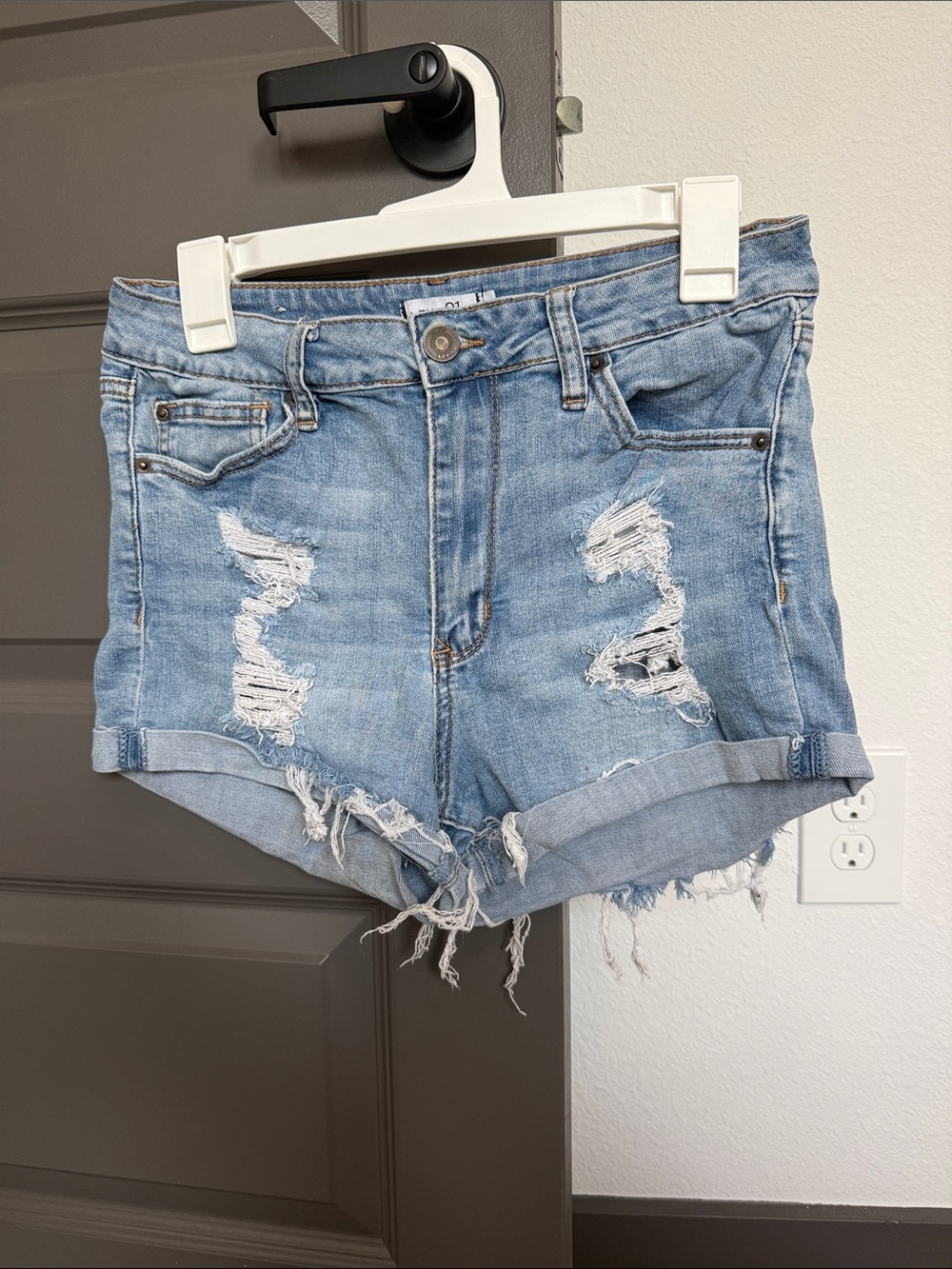 Rue21 Light Blue Distressed Denim Shorts